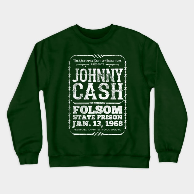 Cash at Folsom Prison, distressed Crewneck Sweatshirt by woodsman